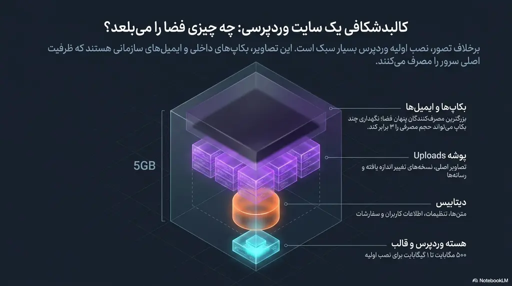 چه چیزهایی فضای هاست وردپرس را مصرف میکنند؟ کالبدشکافی فضای مصرفی یک سایت وردپرسی