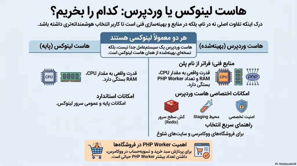 مقایسه هاست لینوکس و وردپرس اینفوگرافیک مقایسه تفاوت هاست لینوکس و وردپرس
