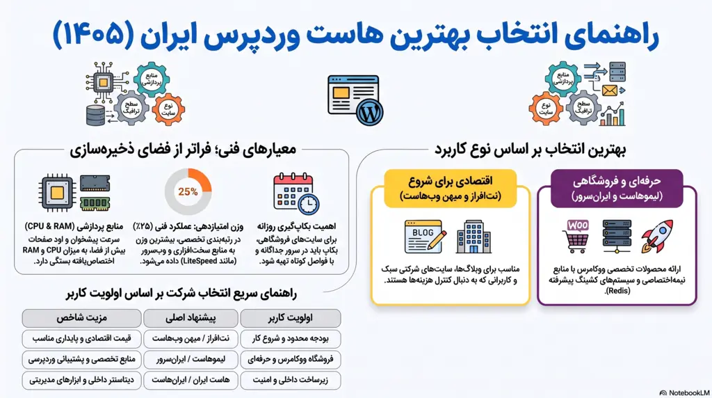 اینفوگرافیک راهنمای انتخاب بهترین هاست وردپرس ایران