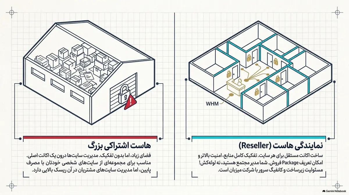 مقایسه هاست اشتراکی و نمایندگی هاست مقایسه هاست اشتراکی بزرگ با نمایندگی هاست برای چند سایت